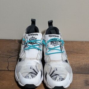 Reebok White and Black Sneakers with Teal Accents